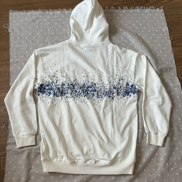 AMIRI Round Neck Paint Print White Sweatshirt - Picture 5 of 6
